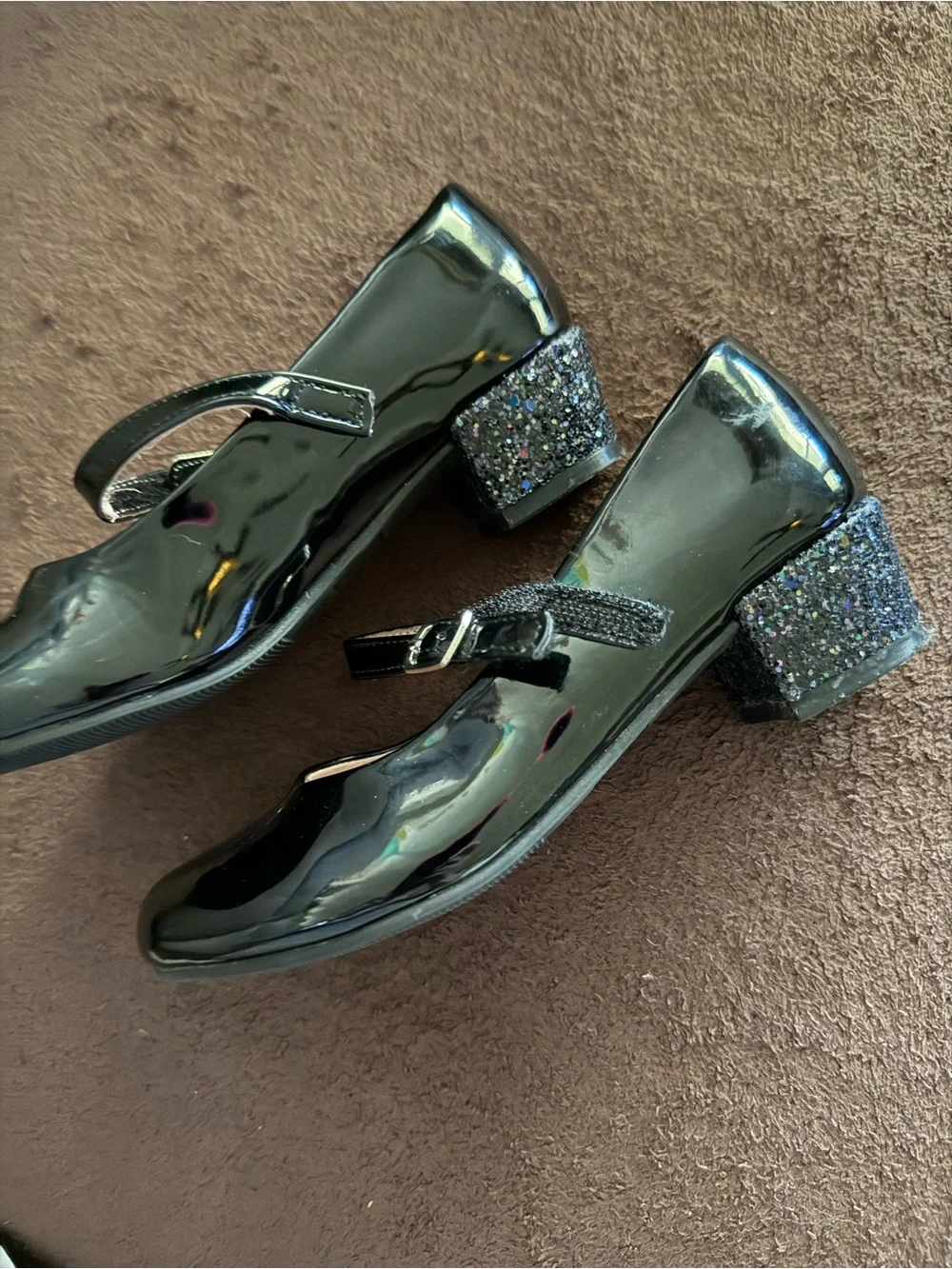Kids Black Patent Mary Jane Shoes with Buckle Strap